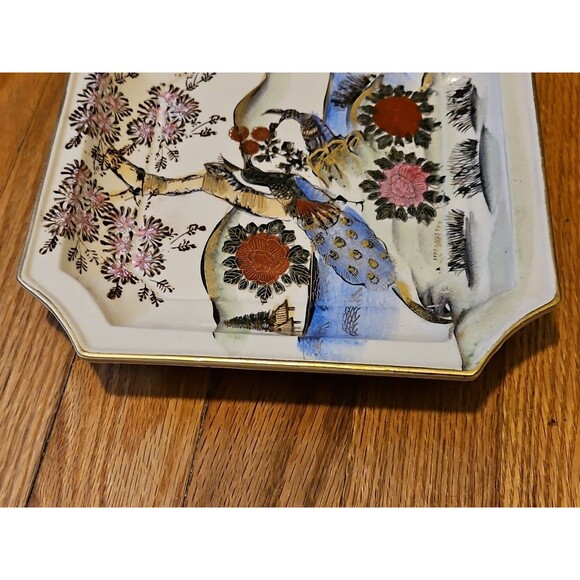 Vintage Andrea By Sadek Japanese Accent Plate Flowers & Peacock Gold Accent 8.25 - Picture 5 of 10